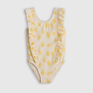 NWT QUINCE Ruffle One Piece Swimsuit 18 - 24 Months Pineapple 6839